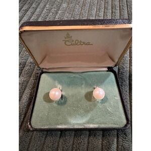 Vintage 14k Cultra Cultured Pearl Earrings Screw‎ Back